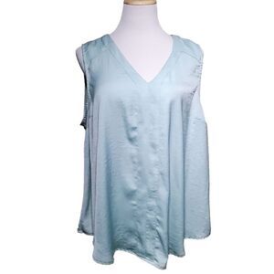 Torrid Textured Sateen Mint Green Sleeveless Pullover V-neck Tank Top 1